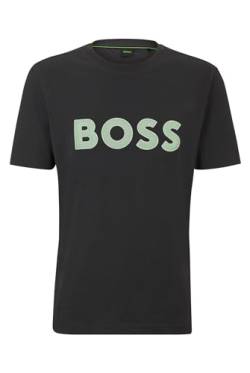 BOSS Herren Tee 1 Regular-Fit T-Shirt aus Baumwoll-Jersey mit Mesh-Logo Dunkelgrau S von BOSS