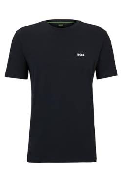 BOSS Herren Tee Regular-Fit T-Shirt aus Stretch-Baumwolle mit Kontrast-Logo Dunkelblau M von BOSS