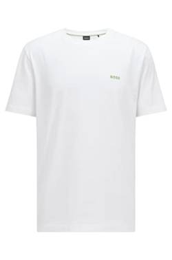 BOSS Herren Tee T-Shirt aus Stretch-Baumwolle mit Kontrast-Logo Weiß XXXL von BOSS