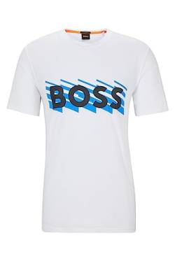 BOSS Herren TeeBOSSRete T-Shirt aus Baumwoll-Jersey mit Logo-Detail Weiß M von BOSS