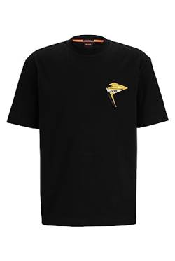 BOSS Herren TeeBikerGear T-Shirt aus Baumwoll-Jersey mit Logo-Aufnäher im Rennsport-Stil Schwarz XL von BOSS
