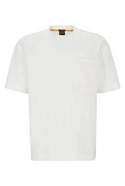 BOSS Herren Teeteddy Oversized T-Shirt aus Interlock-Baumwolle mit Teddy-Tasche Weiß L von BOSS