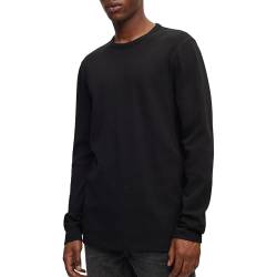 BOSS Herren Tempesto Longsleeve aus Baumwoll-Mix mit Waffelstruktur Schwarz S von BOSS