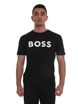 BOSS Herren Thinking 1 T-Shirt aus Baumwoll-Jersey mit gummiertem Logo-Print Schwarz L von BOSS