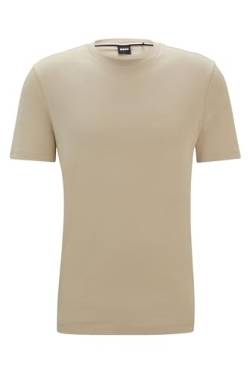 BOSS Herren Thompson 01 T-Shirt aus Baumwoll-Jersey mit gummiertem Logo-Print Khaki S von BOSS