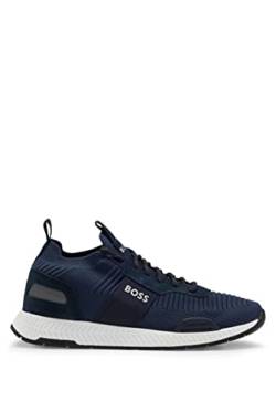 BOSS Herren Titanium Runn Sock-Sneakers mit Repreve®-Strick Dunkelblau 48 Größe 48 von BOSS