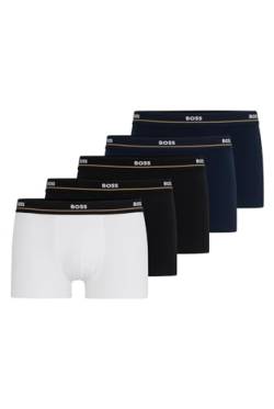 BOSS Herren Trunk 5P Essential Fünfer-Pack Boxershorts aus Stretch-Baumwolle mit Logos am Bund Hellblau XL von BOSS