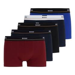BOSS Herren Unterwäsche Unterhose Boxer Shorts Trunks Essential 5er Pack, Farbe:Mehrfarbig, Größe:2XL, Artikel:-974 Black/Jeans/Navy/Blue/Brombeere von BOSS