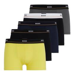 BOSS Herren Unterwäsche Unterhose Boxer Shorts Trunks Essential 5er Pack, Farbe:Mehrfarbig, Größe:L, Artikel:-986 Black/Black/Navy/Grey/Yellow von BOSS