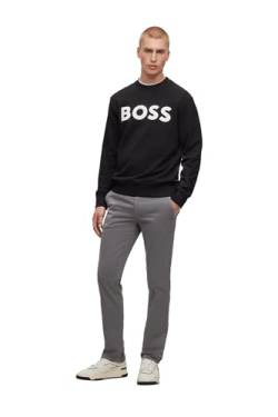 BOSS Herren WeBasicCrew Relaxed-Fit Sweatshirt aus Baumwoll-Terry mit gummiertem Logo-Print Schwarz L von BOSS