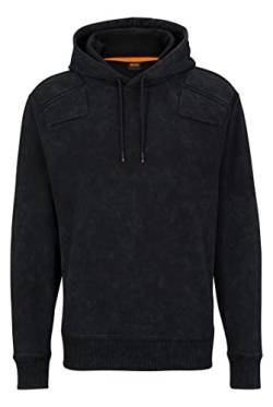 BOSS Herren Weozonehood Relaxed-Fit Hoodie aus Baumwolle mit Details im Rennsport-Stil Schwarz M von BOSS