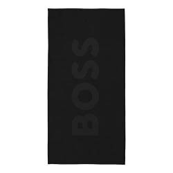 BOSS Hugo Badetuch 160cm x 80cm Handtuch Strandtuch Logo Beach Towel Solid, Farbe:Schwarz, Artikel:-001 Black von BOSS