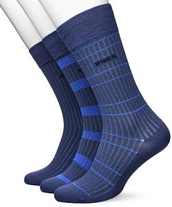 BOSS Men's 3P RS Fine Rib CC Regular Socks, Open Blue475, 40-46 von BOSS