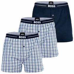 BOSS Men's 3P Woven Boxer Pyjama_Short, Dark Blue406, L von BOSS