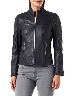 BOSS Women's C_Sabella3 Leather-Jacket, Dark Blue404, 38 von BOSS