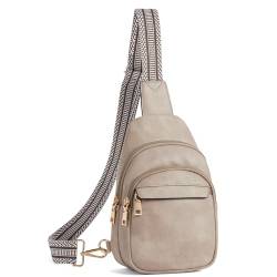 BOSTANTEN Brusttasche Damen Schulterrucksack Sling Bags Klein Umhängetasche Crossbody Bag PU Leder Bauchtasche Stylisch,Grau von BOSTANTEN