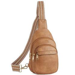 BOSTANTEN Brusttasche Damen Schulterrucksack Sling Bags Klein Umhängetasche Crossbody Bag PU Leder Bauchtasche Stylisch,Hellbraun von BOSTANTEN