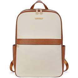 BOSTANTEN Damen Rucksack lederrucksack groß 15.6 inch Laptop Rucksäcke Casual Daypack Beige Stadtrucksack Daypack von BOSTANTEN