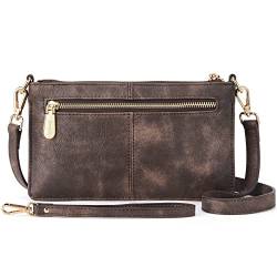 BOSTANTEN Umhängetasche Damen Klein, PU Leder Handtasche Damen, Reißverschlusstasche Crossbody Bag Damen, Handytasche Mit Geldbörse Zum Umhängen Kaffee von BOSTANTEN