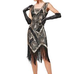 BOTCAM 1920s Vintage Kleid Damen Flapper Charleston Kleid Gatsby Pailletten Quasten Saum Cocktail Flapper Abschlussballkleid Abendkleid Cocktail Party Kostüm Kleid 20er Jahre Retro Fransenkleid von BOTCAM