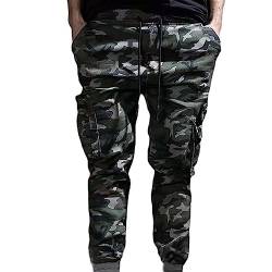 BOTCAM Arbeitshosen MäNner 3/4 Camouflage-Hose, Vintage-Cargohose mit Taschen, lockere Herren-Freizeithose Hosen Herren Elegant von BOTCAM