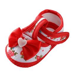 BOTCAM Baby Schuhe Sandalen Kleinkind Schuhe Kleinkind Kleinkind Schuhe Schleife Dekoration Prinzessin Schuhe Sandalen flache Schuhe Halbschuhe Mädchen 24 (Red, 12 Infant) von BOTCAM