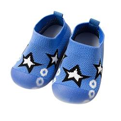 BOTCAM Baby Sneaker Socken Neugeborenes Baby Mädchen Schuhe Erste Niedlichen Cartoon Socken Schuhe Antirutsch Schuhe Prewalker Sneaker Halbschuhe Mädchen 26 (Blue, 24 Toddler) von BOTCAM