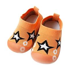 BOTCAM Baby Sneaker Socken Neugeborenes Baby Mädchen Schuhe Erste Niedlichen Cartoon Socken Schuhe Antirutsch Schuhe Prewalker Sneaker Halbschuhe Mädchen 26 (Orange, 20 Infant) von BOTCAM