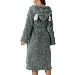 BOTCAM Bademantel Damen Frottee Mit Kapuze - Morgenmantel Leicht Flauschig Hausanzug Damen Kuschelig Fleece Warm Loungewear Pyjama Mit Gürtel Hausmantel Saunamantel Schlafanzug Sauna Bademantel von BOTCAM