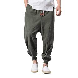 BOTCAM Bloomers Herren Japanische Volltonfarbe Einfach Haremshose Baggy Freizeithose Männer Pumphose Aladinhose Pluderhose Yoga Sarouel Hosen Sporthose Comfort Atmungsaktiv Sommerhose (1-Grey, XL) von BOTCAM