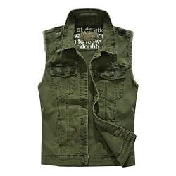 BOTCAM Classics Herren Weste Denim Vest Ärmellose Jeansweste Cowboy Jacke Motorradweste Bikerweste für Männer Casual Freizeitweste Fashion Streetstyle Herrenweste Grün Puffer Weste Oversize L-5XL von BOTCAM