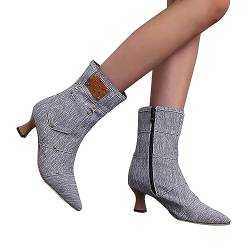 BOTCAM Damen Vintage Stiefeletten Gothic Lederstiefel Spitz Halbschaft Stiefel Mit Absatz Mittelalterliche Retro Knöchelstiefel Mit Seitlichem Reißverschluss Ankle Boots Hochzeit Oktoberfest von BOTCAM