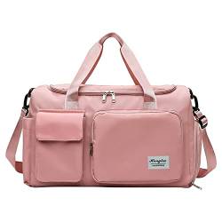 BOTCAM Faltbare Reisetasche mit großer Kapazität, leicht, wasserdicht, faltbar, Tragetasche, Reisetasche, modische Frauen Stoffschultertasche (Pink, One Size) von BOTCAM