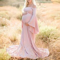 BOTCAM Frauen Schwangere sexy Fotografie Requisiten schulterfrei Mutterschaft festes Kleid Umstands Mode (Pink, XXXL) von BOTCAM