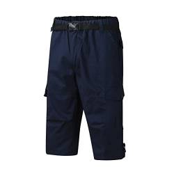 BOTCAM Freizeithose Herren Knielange Cargo Shorts Engineer 3/4-Hosen Gummizug mit Gürtel Casual Sommer Baumwolle Cargohose mit Mehreren Taschen Outdoor Arbeitshose Gerade Kurze Hose von BOTCAM