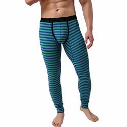 BOTCAM Herren Streifen-Design Bottoming Hosen Herbsthose LongJiang-Unterhosen Lange Baumwolle ohne Eingriff, Warme Leggings Weiche und Atmungsaktive Unterwäsche Herren Stretch Schmale Passform von BOTCAM