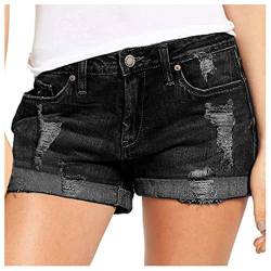 BOTCAM Jeans Shorts Damen High Waist Stretch Kurze Hose Sommer Zerrissen Push Up Leggings Ripped Loch Hotpants Skinny Y2k Boyfriend Jeans Shorts Denim Kurze Jeans Sommershorts Mit Taschen von BOTCAM