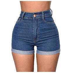 BOTCAM Jeans Shorts Damen High Waist Stretch Kurze Hose Sommer Zerrissen Push Up Leggings Ripped Loch Hotpants Skinny Y2k Boyfriend Jeans Shorts Denim Kurze Jeans Sommershorts Mit Taschen von BOTCAM