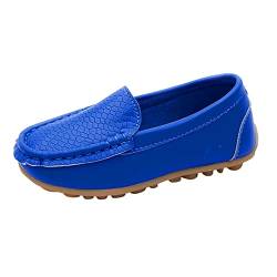 BOTCAM Junge Sneaker Gefüttert Soft Slip On Loafers Kleid Flache Schuhe Bootsschuhe Freizeitschuhe Kinderschuhe 38 (Blue, 24) von BOTCAM