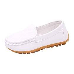 BOTCAM Junge Sneaker Gefüttert Soft Slip On Loafers Kleid Flache Schuhe Bootsschuhe Freizeitschuhe Kinderschuhe 38 (White, 22) von BOTCAM