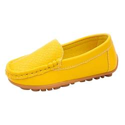 BOTCAM Junge Sneaker Gefüttert Soft Slip On Loafers Kleid Flache Schuhe Bootsschuhe Freizeitschuhe Kinderschuhe 38 (Yellow, 24) von BOTCAM