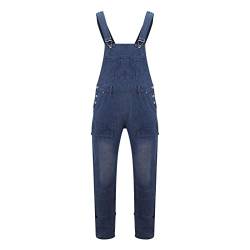 BOTCAM Latzhose Herren Arbeitshose GrößE 60 Vielseitige Overalls Herren Denim Mode Einfache Baggy Jeans mit Taschen (Dark Blue, XXXXXL) von BOTCAM