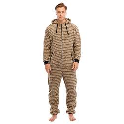 BOTCAM Männer Kunstwolle Langarm Pyjama Lässig Einfarbig Reißverschluss Lose Mit Kapuze Overall Pyjama Lässig Winter Warm Rompe 1 Stück Anzug Fleece Auf Nachtwäsche Jumpsuit Sommer (Yellow-A, XXL) von BOTCAM