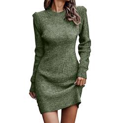 BOTCAM Pulloverkleid Elegant Strickkleider Damen Minikleid Sexy Kleid Rundhals Langarmkleid Slim Fit Winterkleid Herbstkleid Einfarbiger Knitted Dress Stretchy Freizeitkleid Frauen Pullover Bodycon von BOTCAM