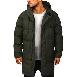 BOTCAM Wintermantel Herren Thermomantel Winter, Winddicht Daunenjacke mit Reißverschluss Einfarbig Jacke Winter Warm Steppjacke Leichte Winterjacke mit Kapuze Große Größen Outdoor Skimantel M-8XL von BOTCAM