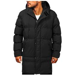 BOTCAM Wintermantel Herren Thermomantel Winter, Winddicht Daunenjacke mit Reißverschluss Einfarbig Jacke Winter Warm Steppjacke Leichte Winterjacke mit Kapuze Große Größen Outdoor Skimantel M-8XL von BOTCAM