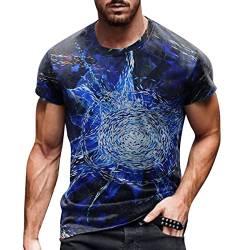 Basic Männer Bluse Casual T-Shirt Mehrfarbig Vintage Aufdruck Tee Shortsleeve Sport Trainingsshirt Herren Sommer Kurzarm Rundhals Ausschnitt Slim Fit Muskelshirt Große Größen 5XL von BOTCAM