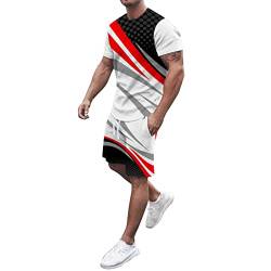 Beach Shirt Kurze Hose Set Herren Sommer bedrucktes Kurzarm-T-Shirt Rundhalsausschnitt Top Tether Shorts Anzüge Anzog von BOTCAM