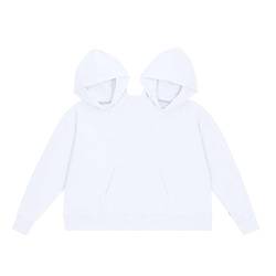 Bluse Mit Pullover Damen 2 in 1 Lustiges Pärchen-Kapuzen-Sweatshirt, Unisex, übergroß, lässig, langärmelig, Pullover, lockere Passform, zum Tragen für Zwei Personen Blusen Damen (White, One Size) von BOTCAM