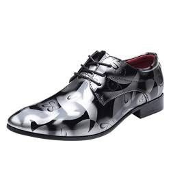 Business Anzugschuhe Herren Lederschuhe Lack Lederfutter - Hochzeitsschuh Lackschuhe Oxford Smoking Lackleder Brogue Schuhe Hochzeit Derby Leder Smokingschuh Derby Schuhe Herren Grau von BOTCAM